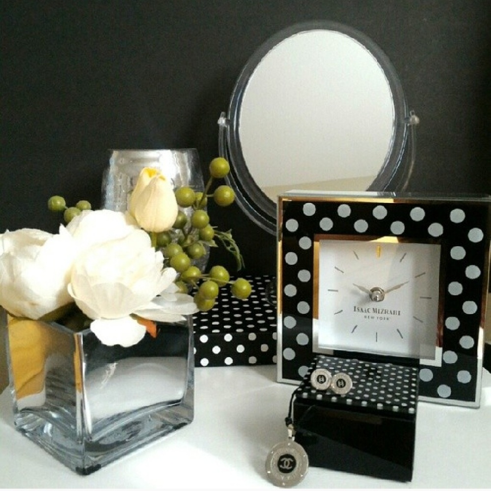 Black & White polka dot glass jewelry box NEW